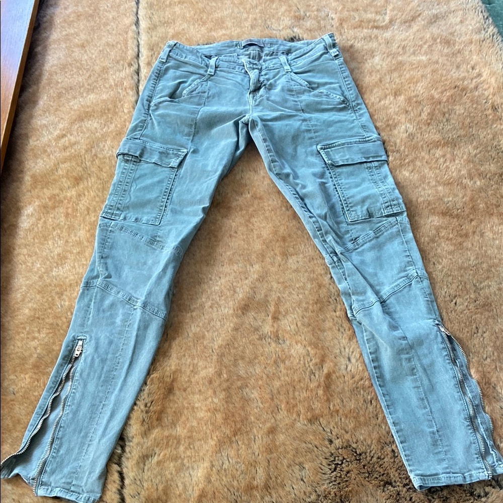 Blue-gray Cargo Pants with Zipper Details